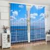 2Pcs Seaside Landscape Curtains Sea Walkway Fence Bueatiful Popular Curtain Suitable For Living Room Bedroom Bar 2