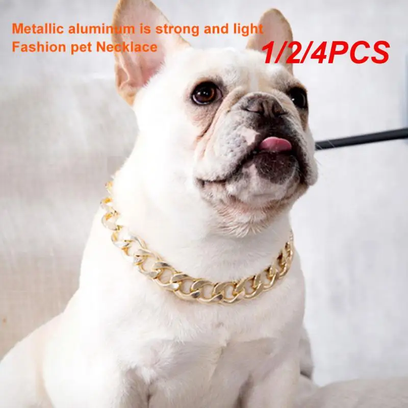 

1/2/4PCS Pet Bulldog Exquisite Durable Unique Design High-quality Material Perfect For Small-medium Dogs Gold Chain Adorable