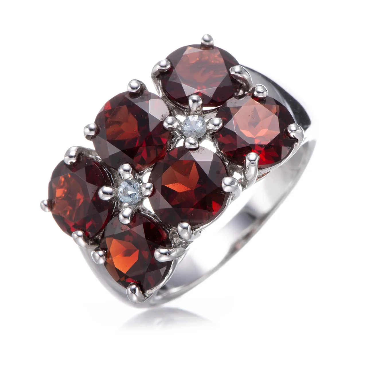 

Garnet Rhodium Over Sterling Silver Ring