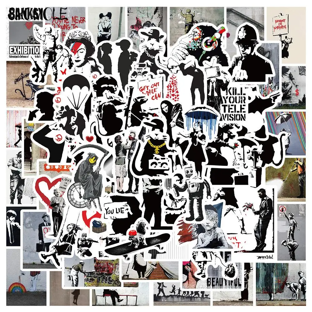 

10/30/67PCS Cartoon Banksy Stickers British Street Artist DIY Motorcycle Luggage Suitcase Classic Toys Decal Graffiti Sticker F5