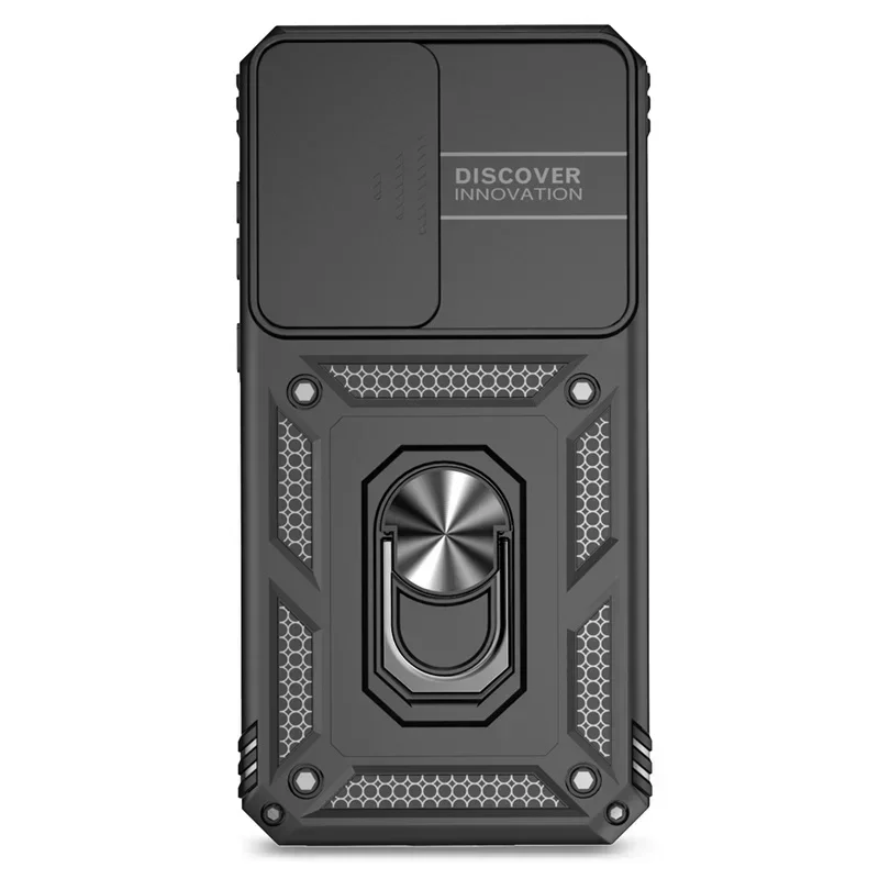 Military Grade Shockproof Phone Case with Slide Camera Lens Cover & Holder Ring Stand