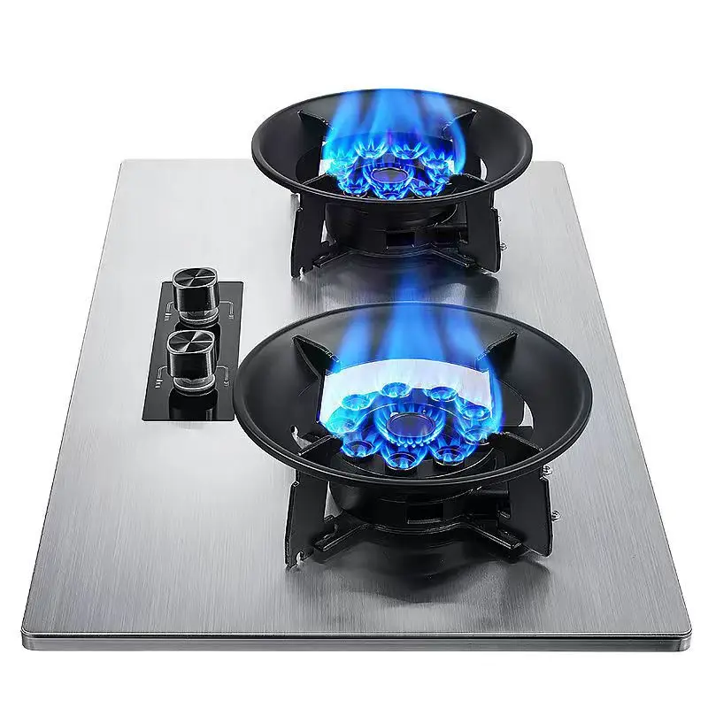 Encimera de gas con tapa de vidrio, 4 quemadores, cocina de gas comercial  integrada - AliExpress