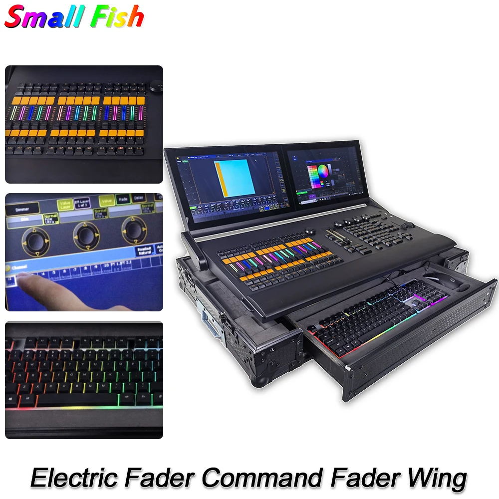 Command Wing Stage Light Console Double Touch Screen Folding With RGB Electronic Fader i7 CPU Moving Head DMX Lighting DJ Disco