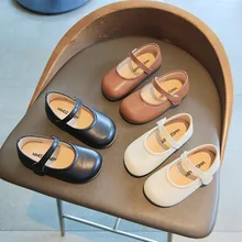 

White Korean Style 2022 Spring Soft Hook & Loop Princess Black Uniform Shoes for Girls Children Fashion Chic Flat Casual Boys