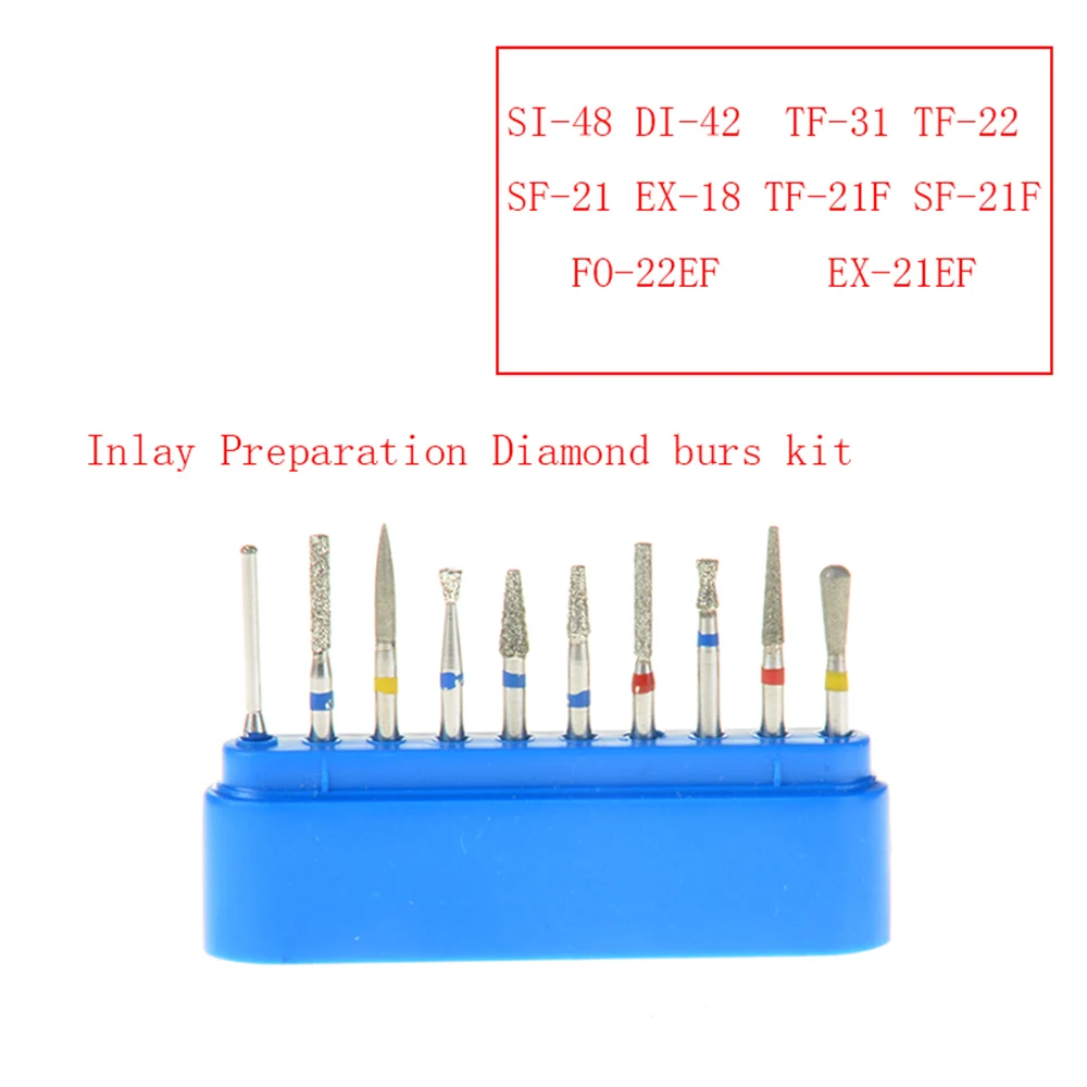 AZDENT 10 stücke Dental High Speed Diamant Bohrer Set Zahnmedizin Zahn Krone Inlay Vorbereitung Bohrer Polieren Werkzeuge Zahnmedizin Accessori – Detail 13