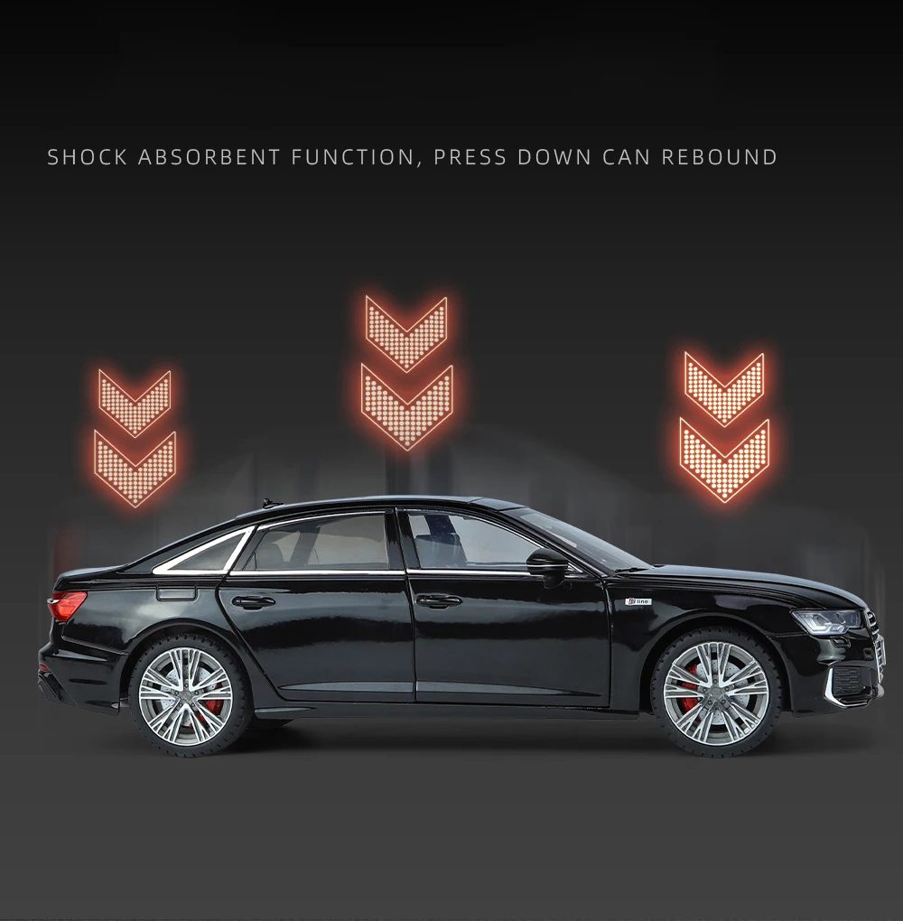 1:18 Audi A6 Limousine Alloy Die Cast Toy Car Model Sound And Light Pull Back Toy Collectibles
