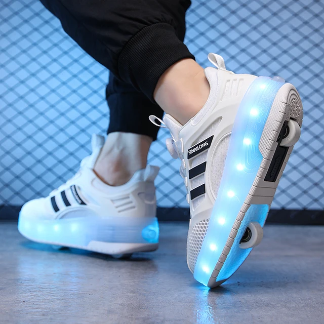 Zapatos de flash para niños, zapatos ligeros para niños, patines de ruedas deportivos para niñas, zapatos retráctiles con ruedas, zapatos invisibles de explosión de dos ruedas - Imagen 2