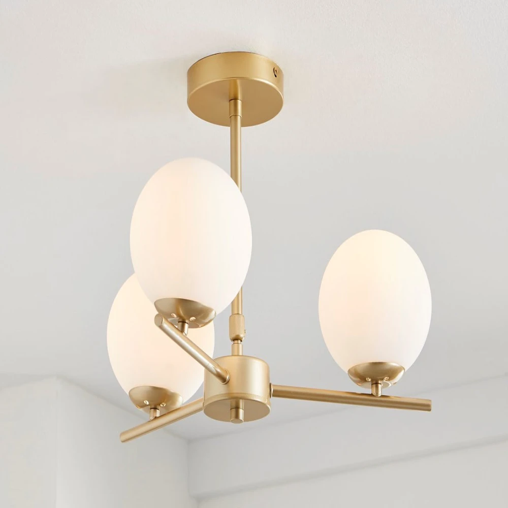 

Globe Ceiling Light Burnished Brass 3pcs T6 Bulbs Included