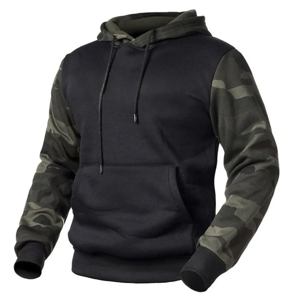 

Camo Hooded Pullover Loose Camo Patchwork Men's Sweatshirt