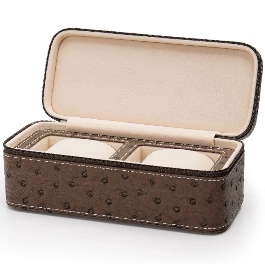 New 2/4 Slots Leather Watch Box Organizer With Zipper Ostrich Skin Watch Case Storage Box Watch Holder Travel Case For Watch