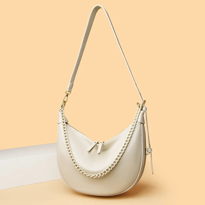 2026 Borsa tote da donna di lusso di marca genuina Designer Borsa a tracolla a tracolla in morbida pelle retrò Catena di moda Tinta unita Sac A Main - immagine 3