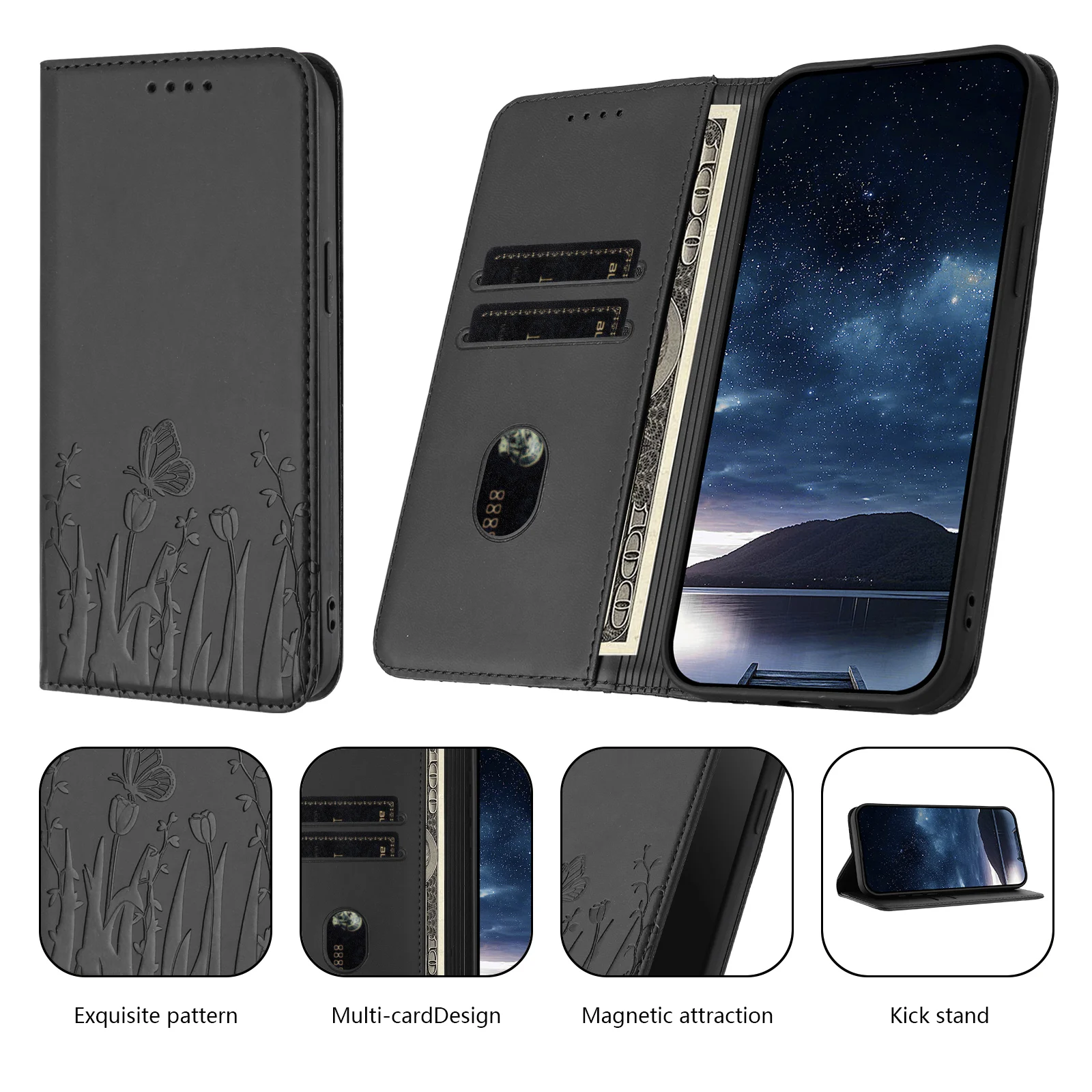 Leather Magnetic Flip Phone Case - Elegant and Durable Back Cover