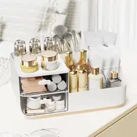 Makeup Organizer Pencil Holder for Desk Cosmetic Organizer Cosmetic Makeup Storage Box Desktop Stationary Organizer with Drawers 1