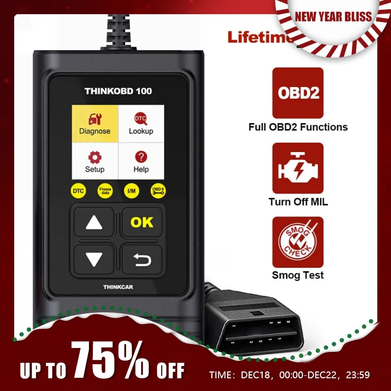 THINKCARTHINKOBD100AutoOBD2ScannerCarCodeReaderClearCodeSmog