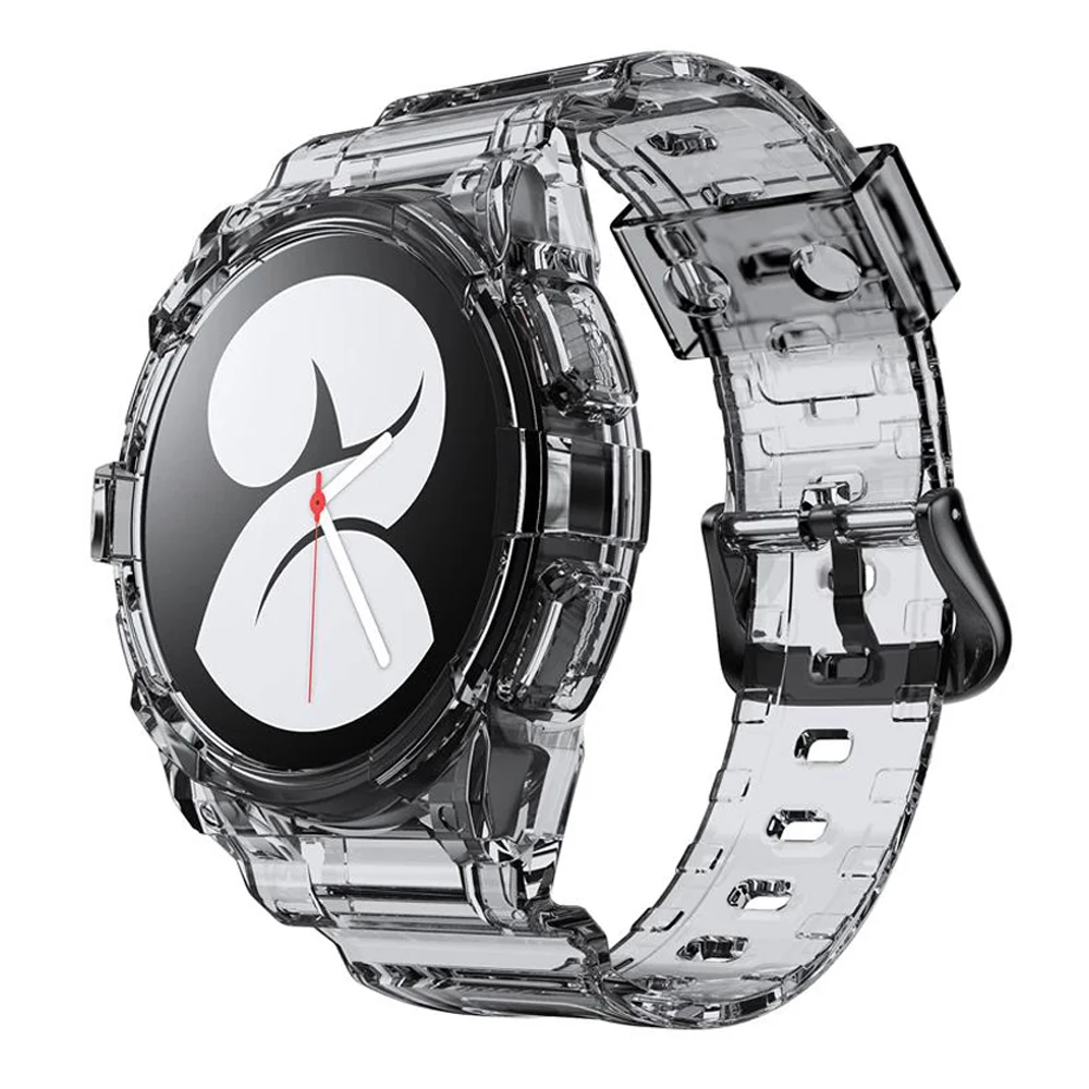 

Чехол + ремешок для Samsung Galaxy Watch 4, ремешок, аксессуары, прозрачный силиконовый спортивный браслет correa Galaxy Watch 5 40 мм 44 мм, ремешок