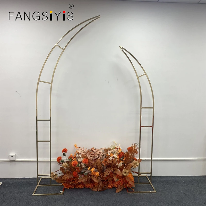 

Свадебный фон с изображением ox horn Arch Square Backdrop Stand Background Блестящий металлический позолоченный уличный искусственный цветок дверь полка рамка prop