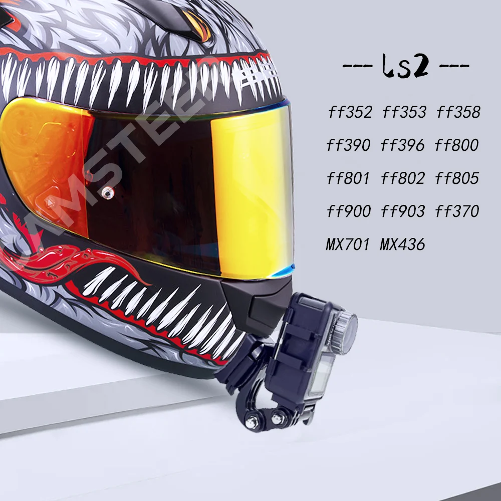 Capacete Personalizado Ff352 Ff811 Ff300 Ff345 Ff394 Ff353 Ff358 Ff390 Ff396 Mx701 Mx436 Ff800 Ff801 Ff802 Ff805 Ff900 Ff903 Ff370 Chin Mount para Câmera Gopro Insta360 x3 Ls2