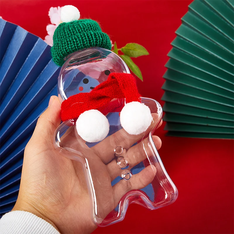 Creative Gingerbread Man Cute Bear Shape Plastic Drink Cup Christmas Decorations Christma Gift Kids Toys