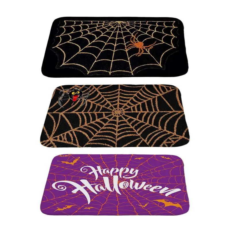 

Decorative Spider Web Floor Door Rug Non Slip Scary Style Bath Mat Halloween Screaming Doormat For Entrance Events Decoration