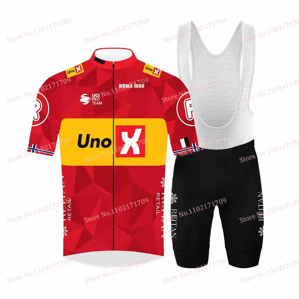 Uno X Team Cycling Jersey Set France Tour Denmark Norway Cycling Clothing Euro Champion Kits Summer Bicycle Bib Shorts