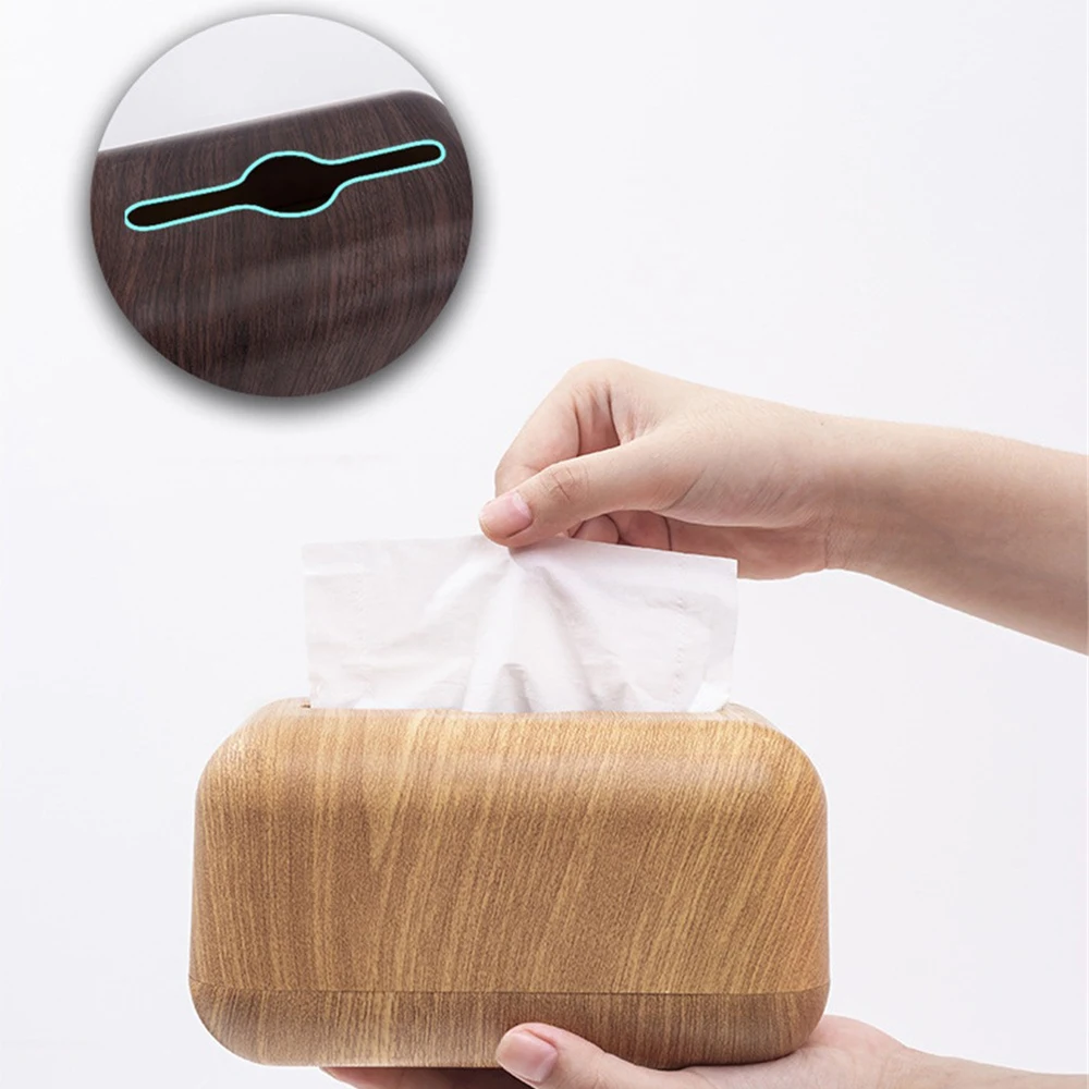Japanese Tissue Box Napkin Storage Holder Wooden Cover ABS Toilet Paper Case Container Simple Stylish Home Car Desktop Organizer 3
