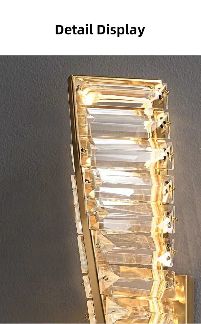 Description Picture 3 of itemNordic Luxury Crystal Wall Lamp Gold Creative Spiral Crystal Wall Lights for Bedroom Bedside Room Decor Indoor Lighting Fixtures