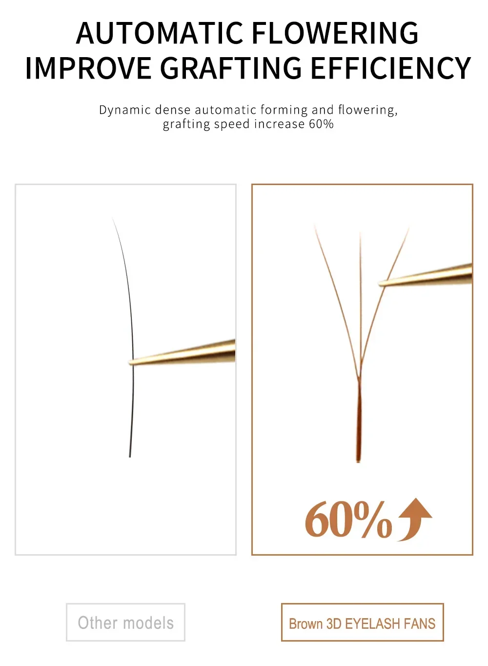 Braune W-Form Wimpernverlängerungen 0,04mm Dicke 3D Vorgefertigte Volumenfächer Automatische Blütenförmige Natürliche Weiche Leichte Einzelwimpern – Detail 5