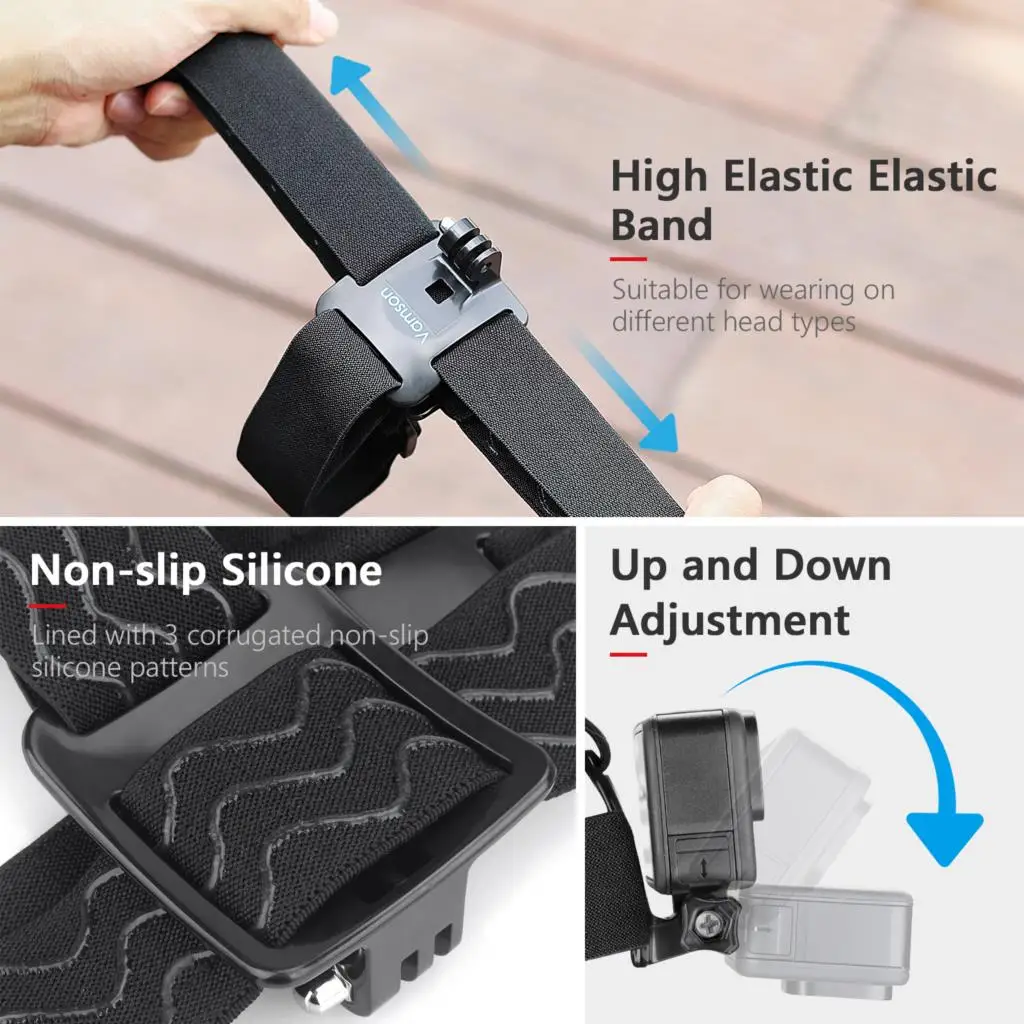 Vamson 360 Degree Mobile Phone Clip for Head Strap Belt Strap Mount Adjustable Cellphone Holder for Samsung iphone Insta360 X3