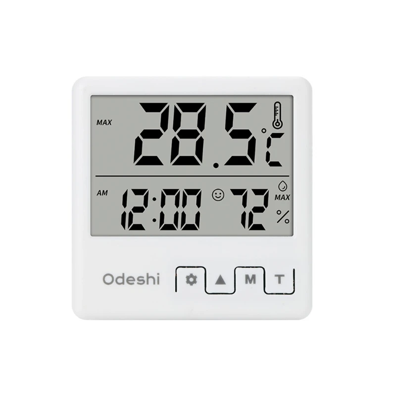 

Compact Digital Thermohygrometer with Clock & Alarm ABS Material for Household