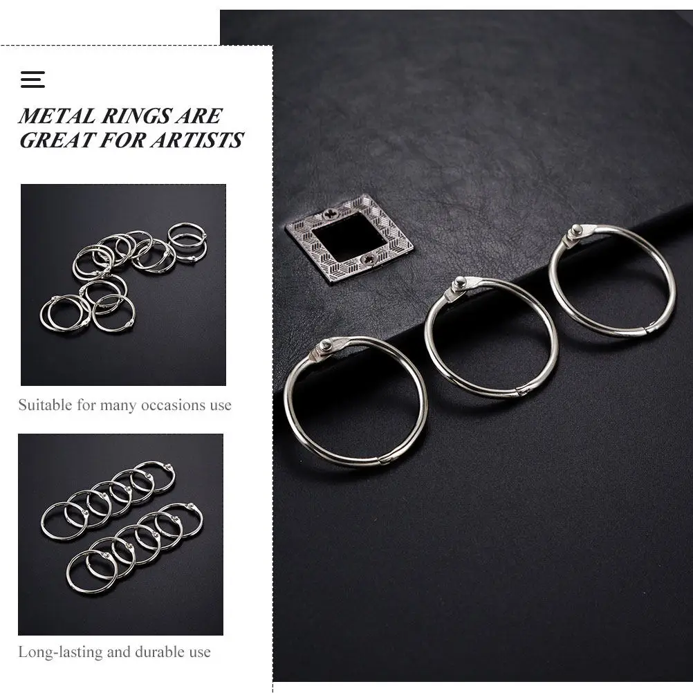 50Pcs 녹슬지 않는 금속 바인더 링 학교 사무실 홈 DIY 프로젝트를위한 강..