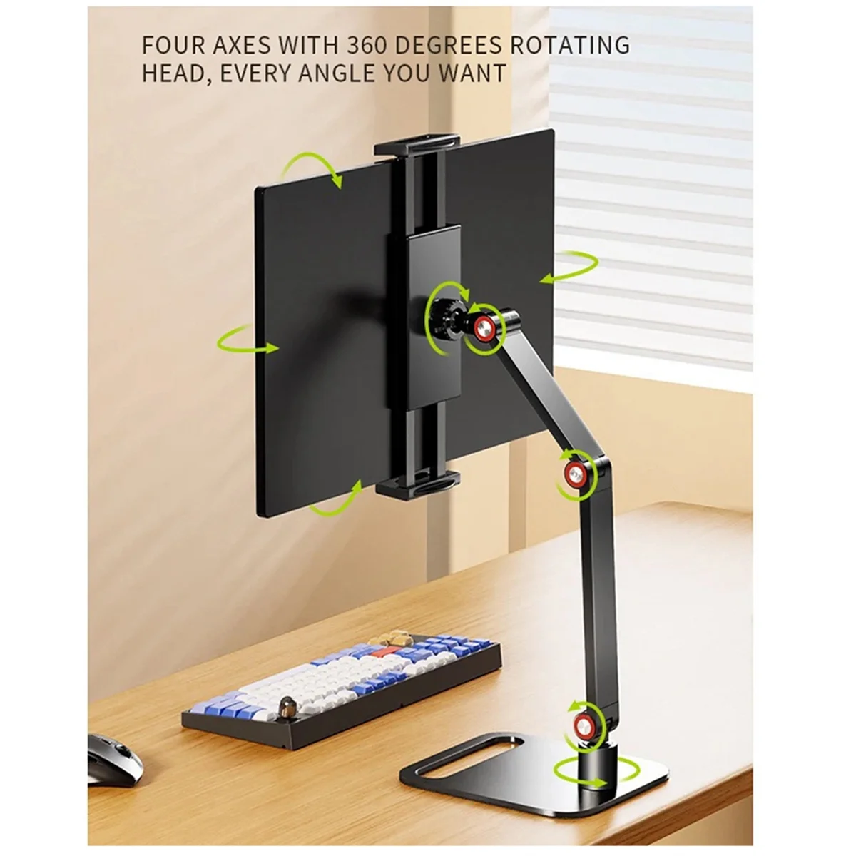 AU47-Portable Monitor Stand Adjustable 360&deg; Swivel Bracket Tablet Holder Compatible with Tablet Desktop Clamp Stand