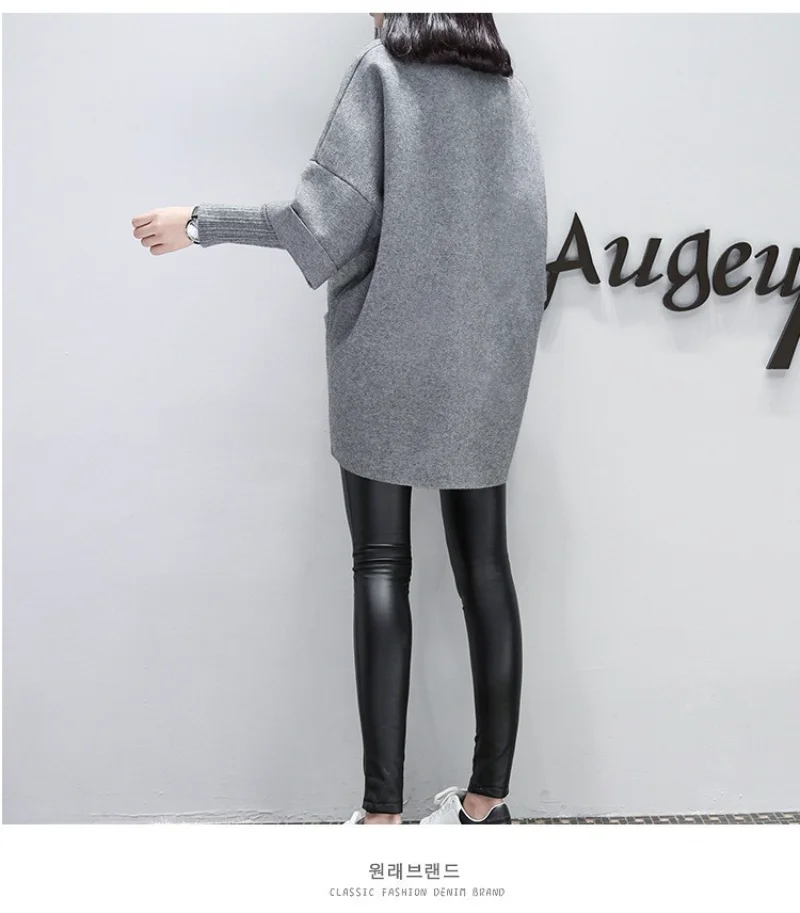 Round Neck Pullover Loose Medium Long Sleeve Sweater Women Fake Two Piece Underlay