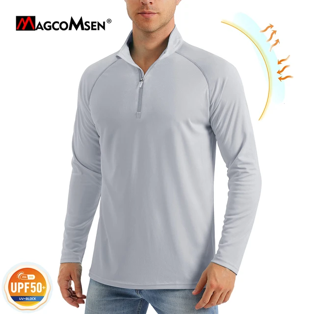 MAGCOMSEN UPF50+ Men's T-shirt UV Sun Protection Long Sleeve Hiking Fishing  Shirt Quick Dry 1/4 Zip Summer Workout Pullover Tops - AliExpress