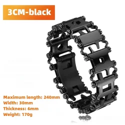 Stainless Steel Multi - Tool Bracelet (Black - 3CM)
