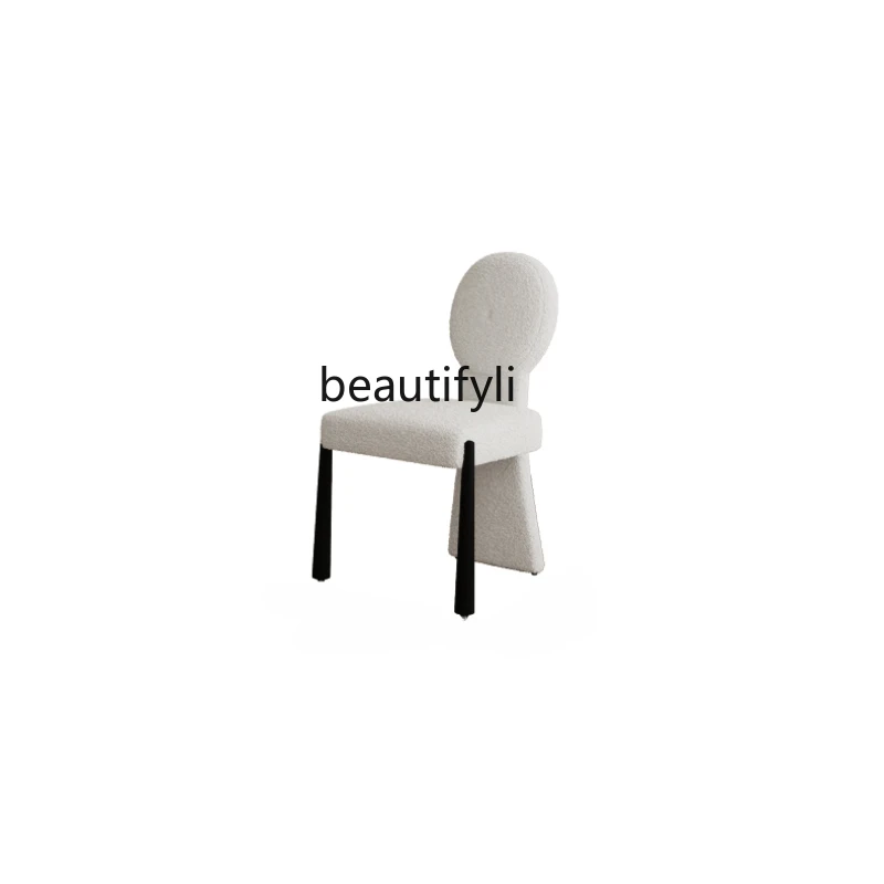 

Dining-Table Chair Modern Simple Home Stool Backrest Small Carbon Steel Feet Living Room Advanced Dining Chair furniture