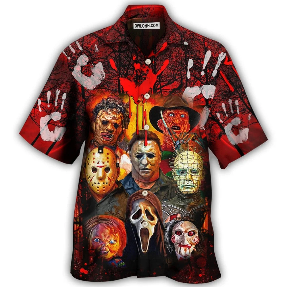 Hawaiian Men's Shirt Horror Killer Short Sleeve Cuban Shirt 3D Printed Summer Holiday Button Up Tops for Men and Women