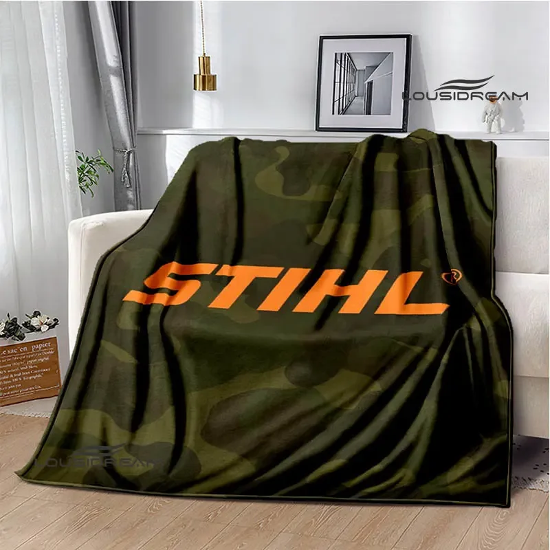 stihl logo printed Warm Flange blanket picnic Soft and comfortable blanket bed linings birthday gift 6