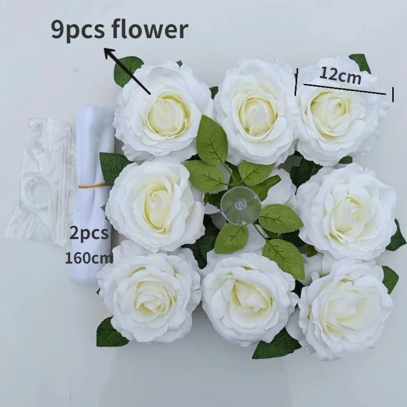 Artificial Flower White Rose Artificial Flower for Wedding Car Decoration Bridal Car Decorations Door Handle Ribbons Silk Flower