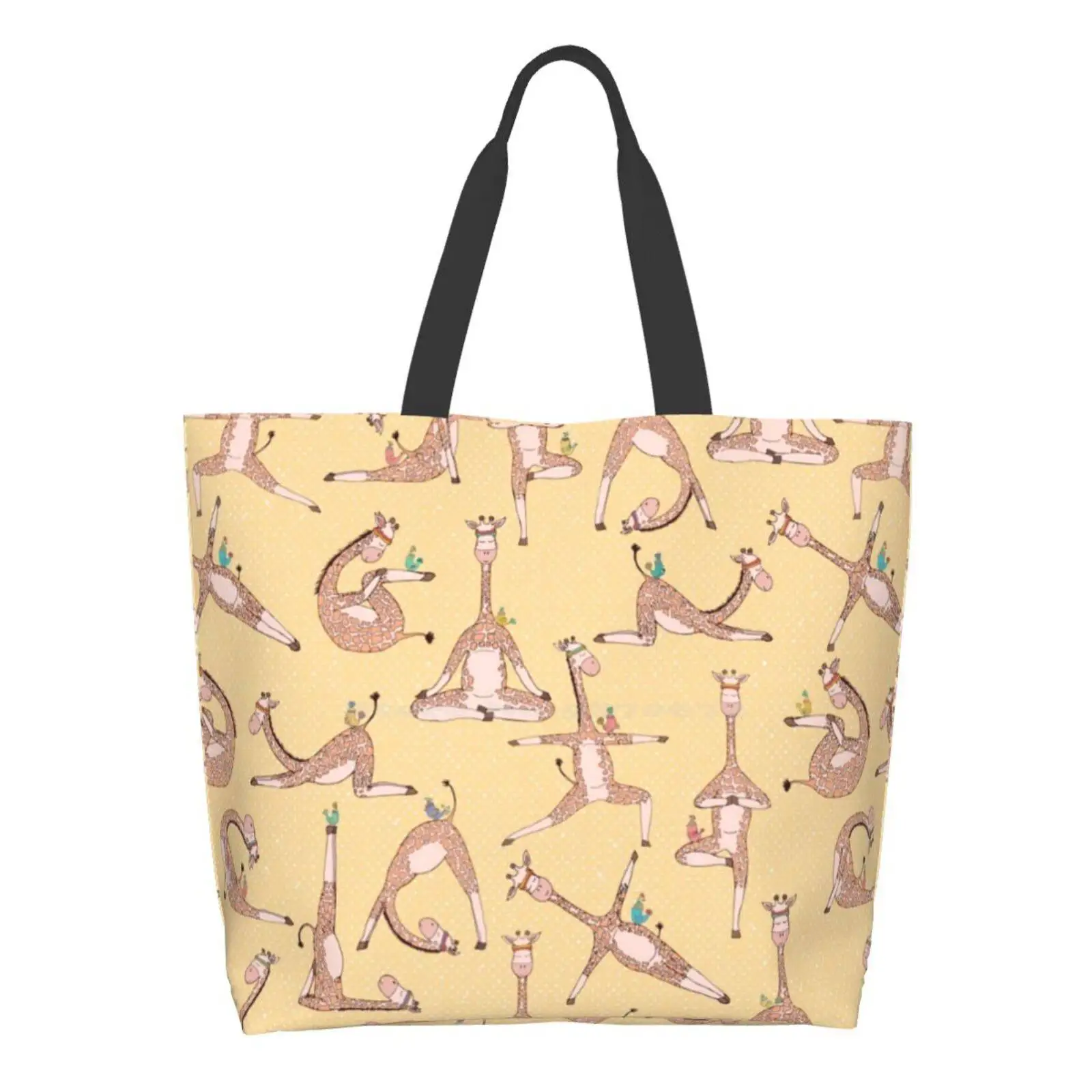 Simpatiche Giraffe Divertenti In Pose Di Yoga Borsa Per La Spesa Pieghevole Riutilizzabile Di Grandi Dimensioni Giraffa Yoga Pose Asana Carino Diverte