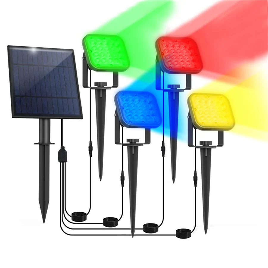 

RGB Changeable Solar Floodlight Outdoor Solar Powered Landscape Spotlight Waterproof Security Light for Tree Flag Garden Decor