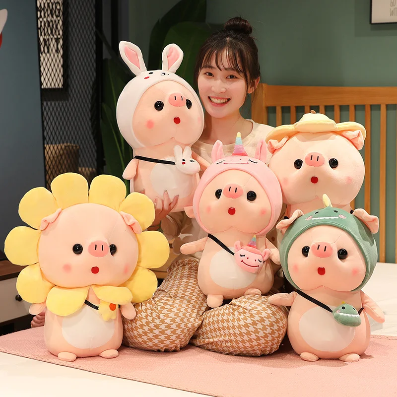 30/40cm Lovely Pig Plush Toy Creative Cosplay Rabbit Unicorn Plushies Doll Soft Stuffed Animals Toys for Children Baby GirlsGift 5pcs lot lovely plastic unicorn hair bands birthday supplies for kids girls headband with teeth hair hoop chic hair accessories