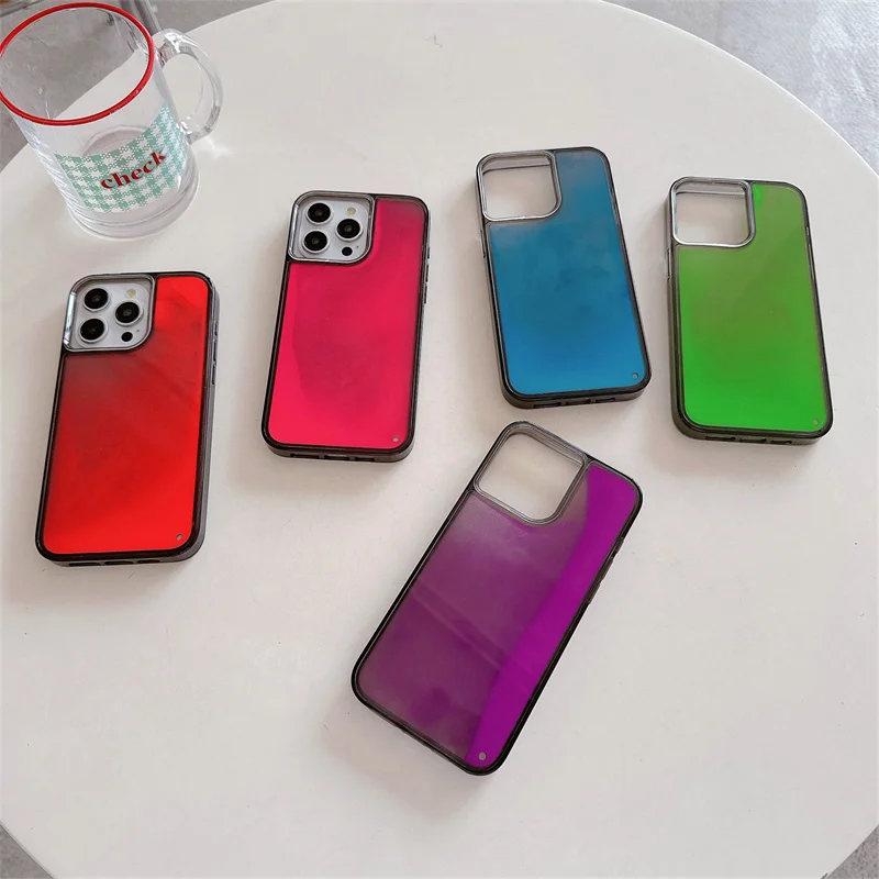 Luminous Dynamic Moving Sand Phone Case: Glow-in-the-Dark Liquid Glitter Quicksand Hard Cover