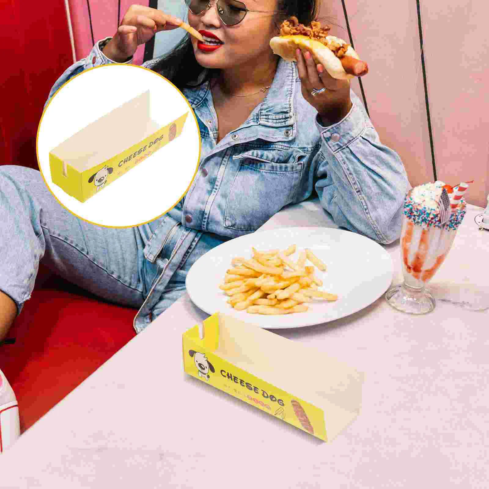 100pcs Disposable Paper Hot Dog Boxes, Takeout Snack Containers for Sausages, Fast Food... - SKU DHDB1814 - UGI Packaging