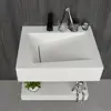 Modern Wall-Mount Rectangular Bathroom Sink Floating Vanity Shelf Set Stone Resin Vessel Sinks White Trough Drainage Smooth 4