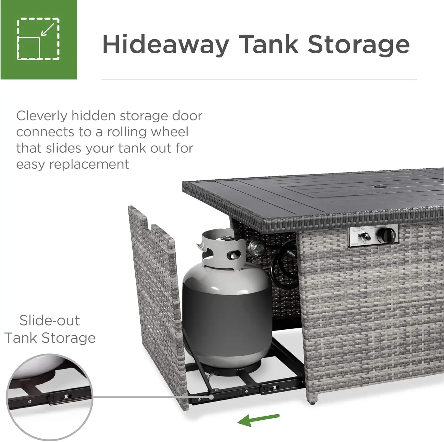 52in 50,000 BTU Outdoor Wicker Patio Propane Gas Fire Pit Table with Aluminum Tabletop Glass Wind Guard