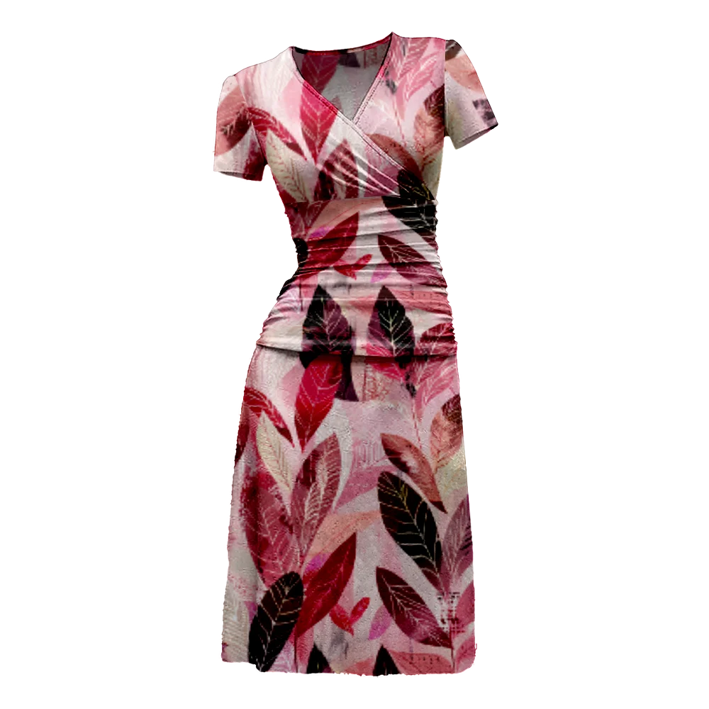 

Summer Dress Plant Pattern Dresses Youthful Woman Clothes V-Neck Y2k Girl Dress A-Line Streetwear Party Vestidos Elegant Robes