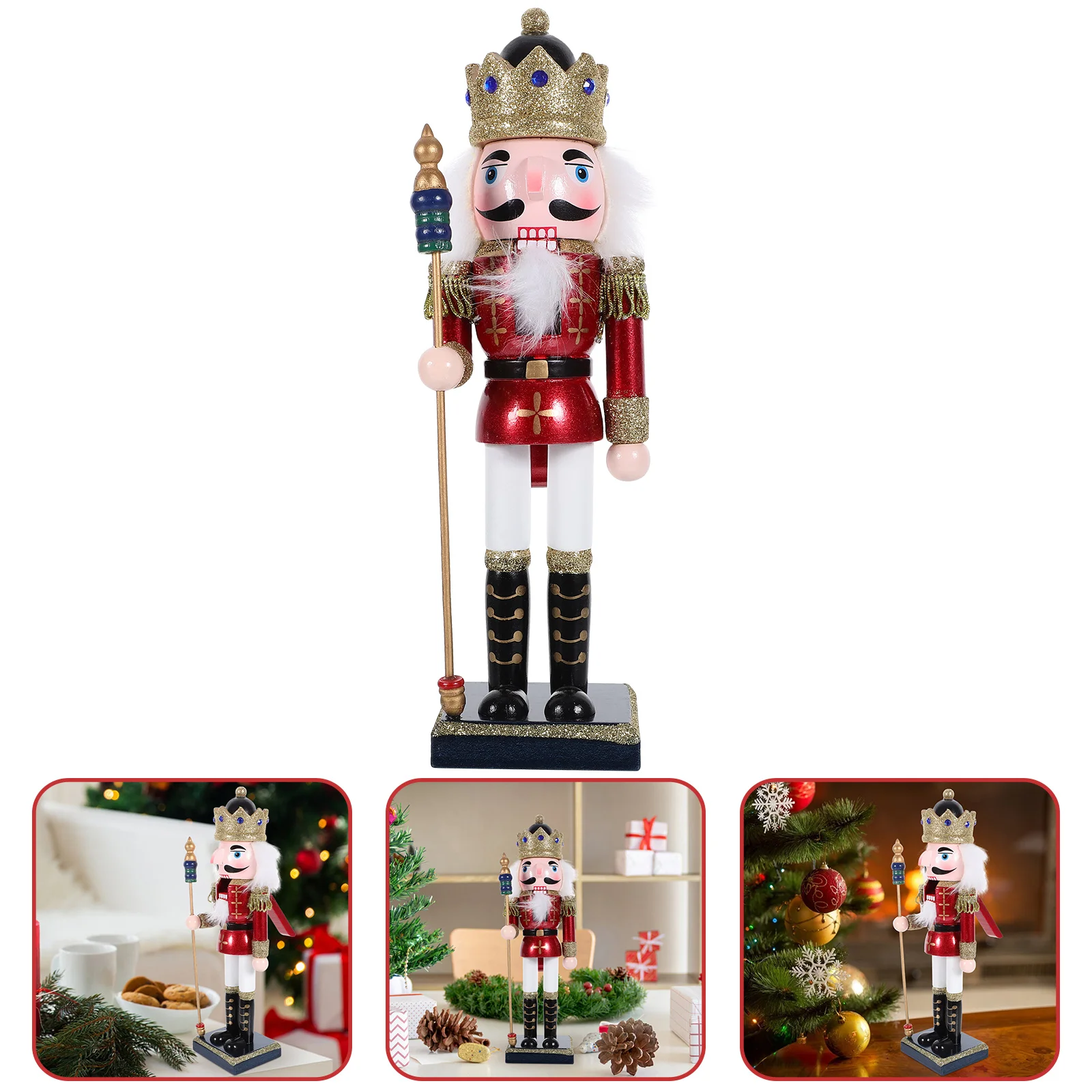 

Flash 25cm Pearlescent Pink Nutcracker Christmas Decoration Home Ornaments Table Centerpiece Wood Puppets