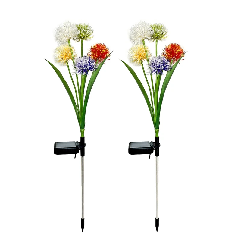 

2 Pack Solar Outdoor Lights Decorative Solar Flowers Outdoor Lights 5-In-1 For Garden, Yard Decor
