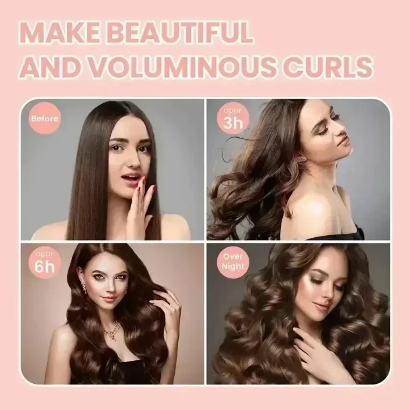 Hair Curling Tools Heatless Curling Rod Headband Lazy Hair Curlers No Heat Hair Rollers Curls Sleeping Soft Flexi Rods with Hook Styling Tools