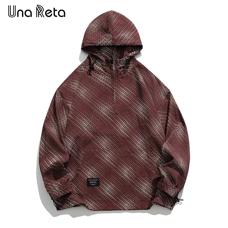 

Una Reta Hooded Jackets Men New Hip Hop Half Zipper Design Windbreaker Coat Streetwear High Quality Pullover Jackets Man